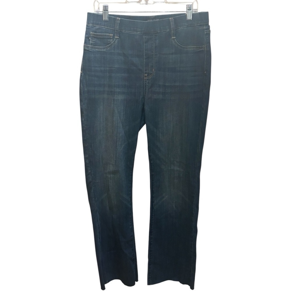 Judy Blue High Waisted Pull On Slim Bootcut Jeans with Raw Hem in Size 31
